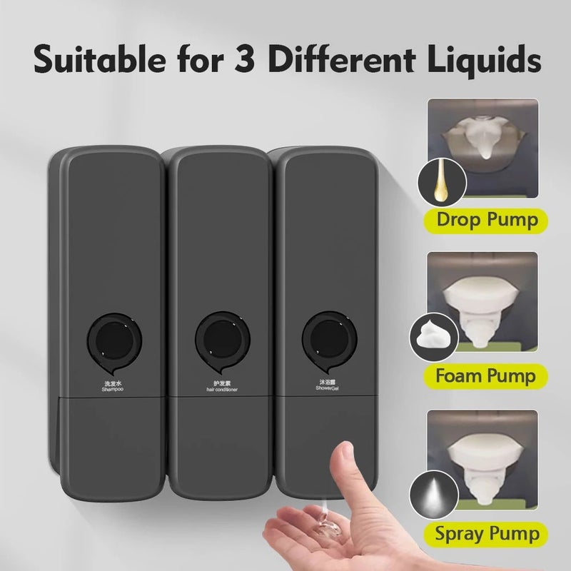 Bluejw Modern Hotel ABS Bath Set Foam Soap Dispenser Manual Single/Double/Triple Shower Gel Shampoo Hand Soap Bathroom Organizer with Optional Handheld Shower - Image 3